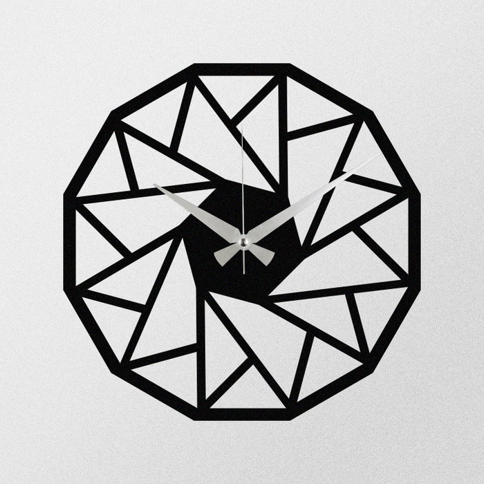 Wallity Enzoclock - S007 Reloj de pared decorativo de metal negro